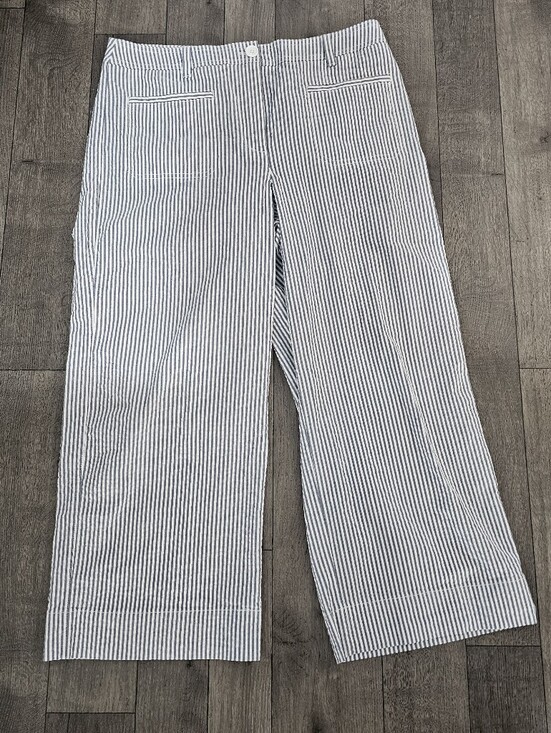 Talbots Pants - Talbots Blue and White Striped Seersucker Nautical Preppy Coastal Grandma {BX26}